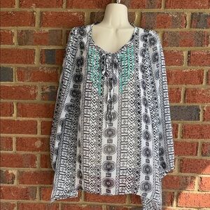 Kori Black and White Patterned Blouse